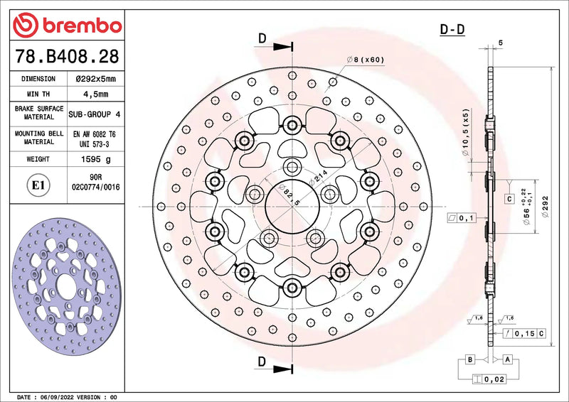 Brembo Serie Oro remschijf Harley-Davidson 78B40828