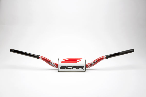Scar O² Stuur Ø28,6 mm hoog Stuur rood, Stuurkussen wit