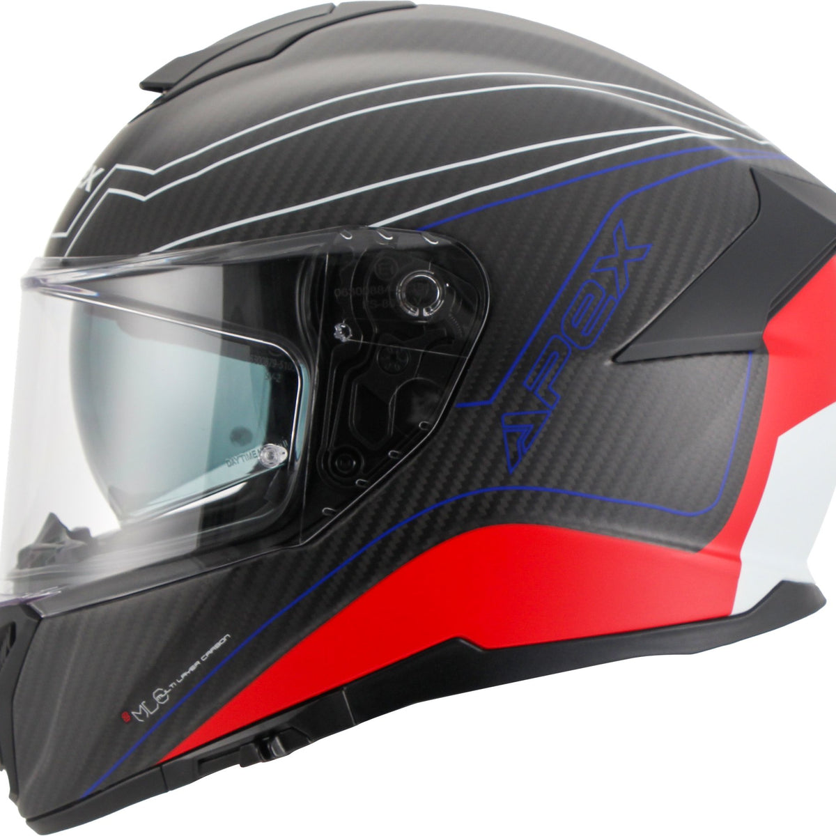 Apex FC500 Carbon Integraalhelm Assen Wit/Rood/Blauw Mat