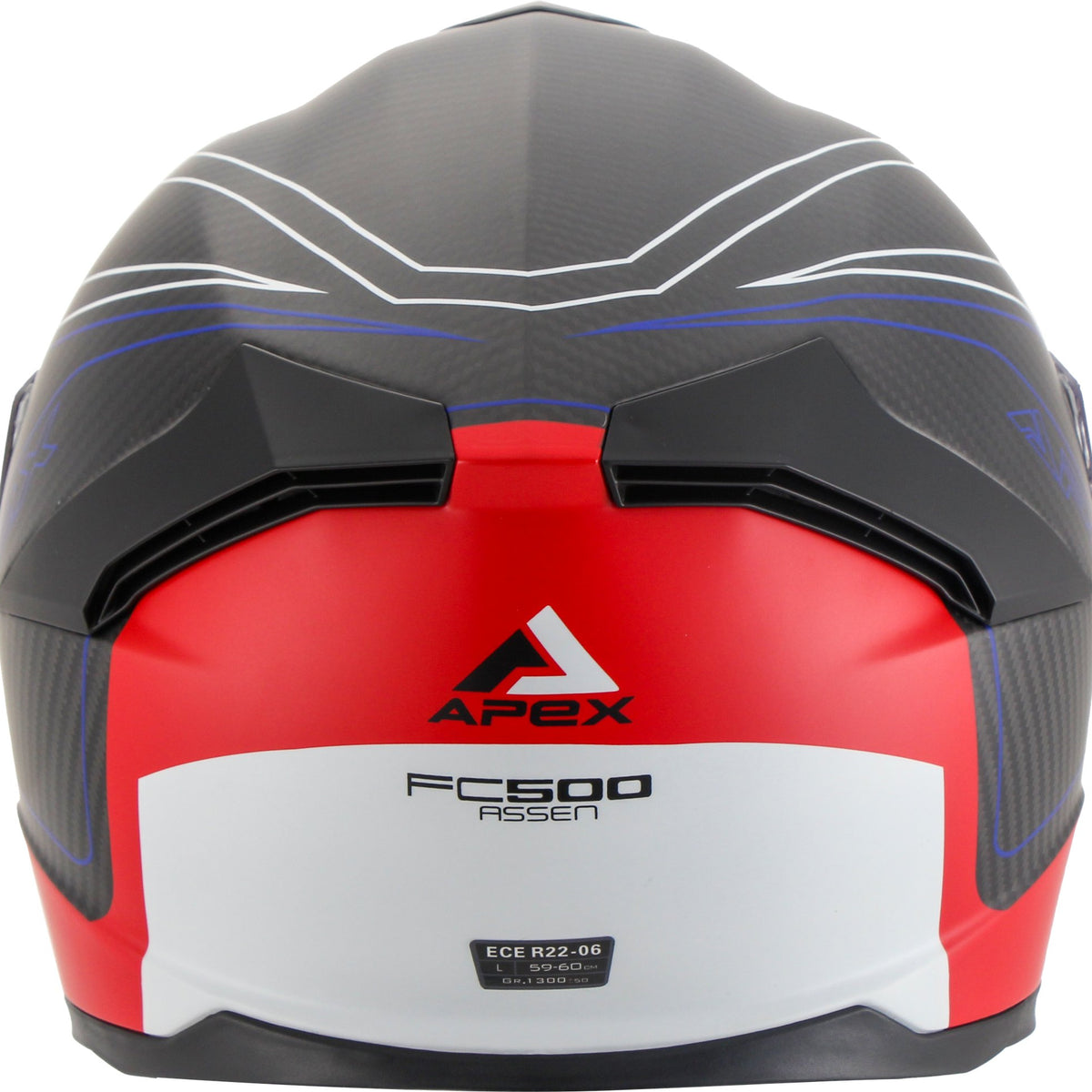 Apex FC500 Carbon Integraalhelm Assen Wit/Rood/Blauw Mat