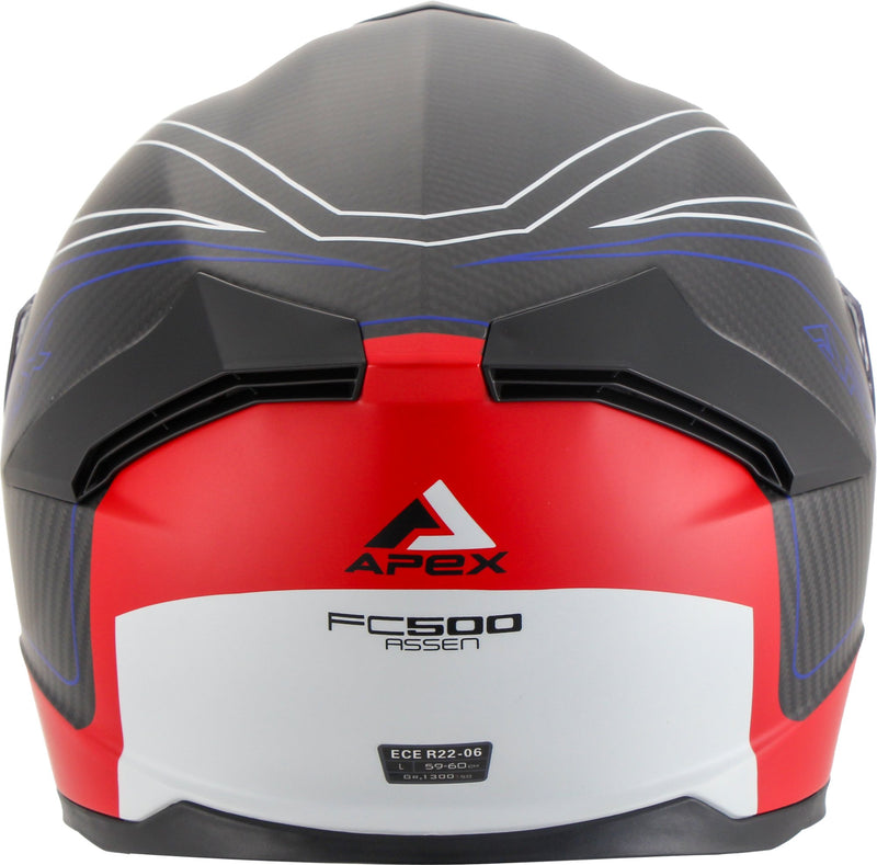 Apex FC500 Carbon Integraalhelm Assen Wit/Rood/Blauw Mat