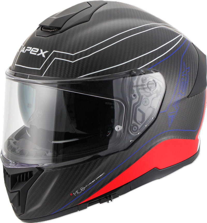 Apex FC500 Carbon Integraalhelm Assen Wit/Rood/Blauw Mat