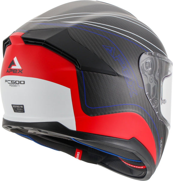 Apex FC500 Carbon Integraalhelm Assen Wit/Rood/Blauw Mat