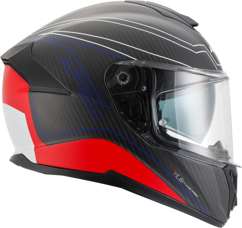 Apex FC500 Carbon Integraalhelm Assen Wit/Rood/Blauw Mat