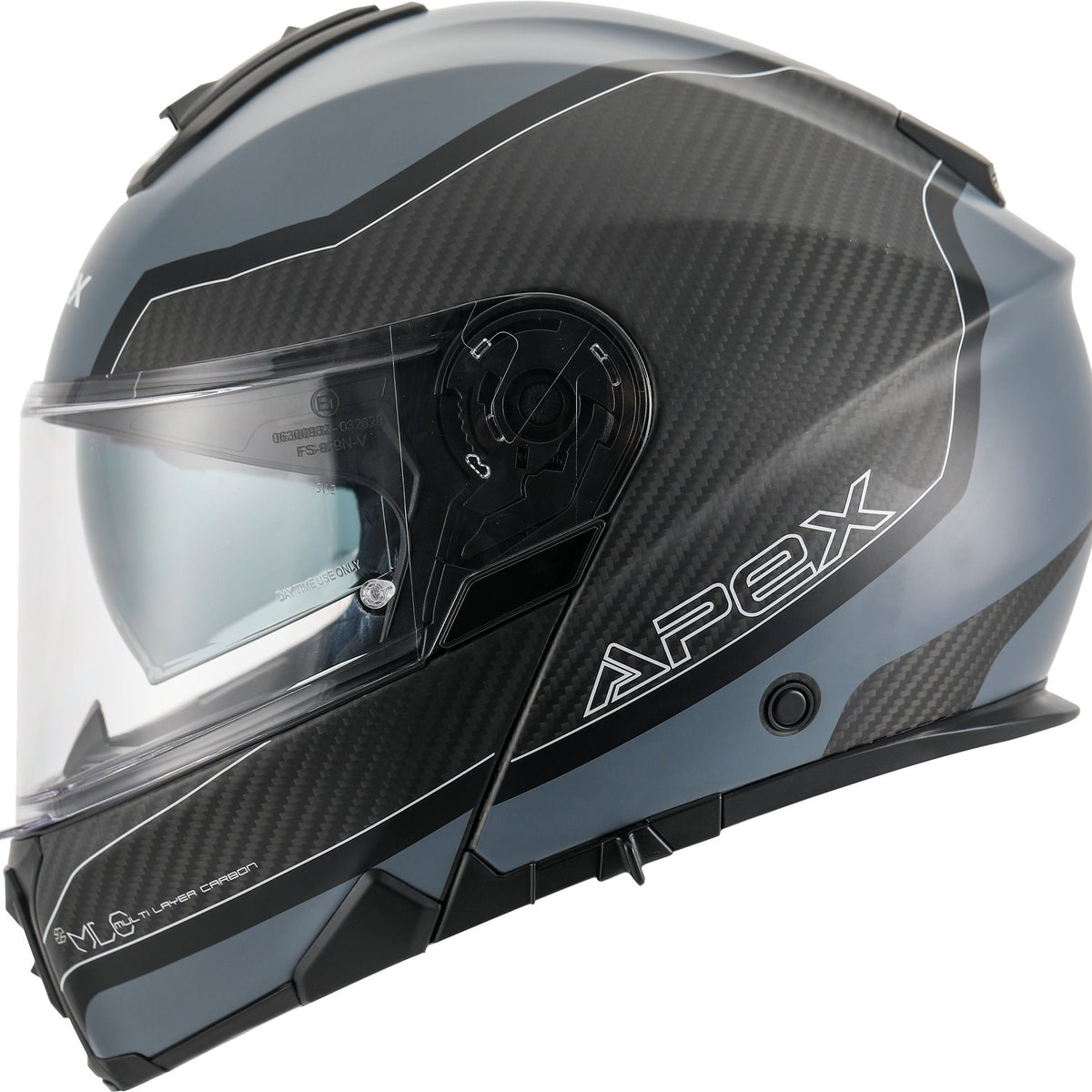Apex MC500 Carbon Systeemhelm Dolomites Zwart/Grijs/Zilver Glans