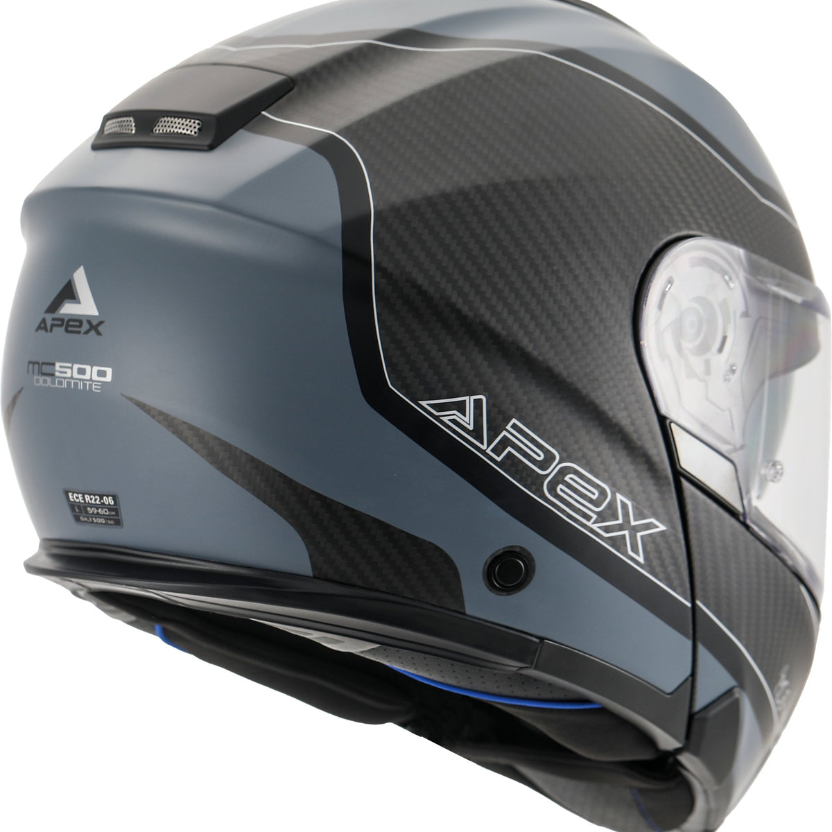 Apex MC500 Carbon Systeemhelm Dolomites Zwart/Grijs/Zilver Glans