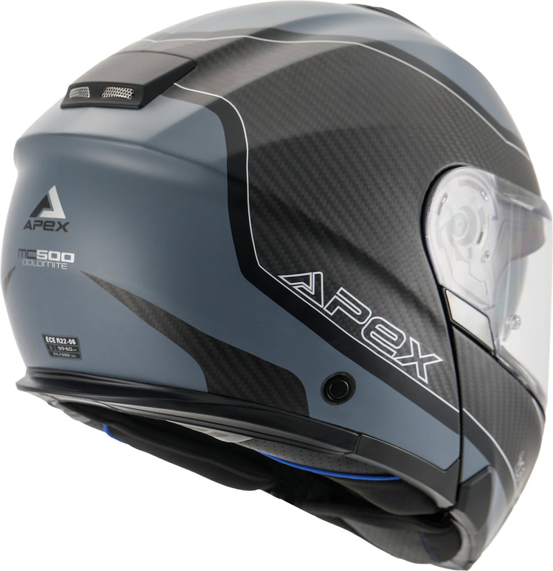 Apex MC500 Carbon Systeemhelm Dolomites Zwart/Grijs/Zilver Glans
