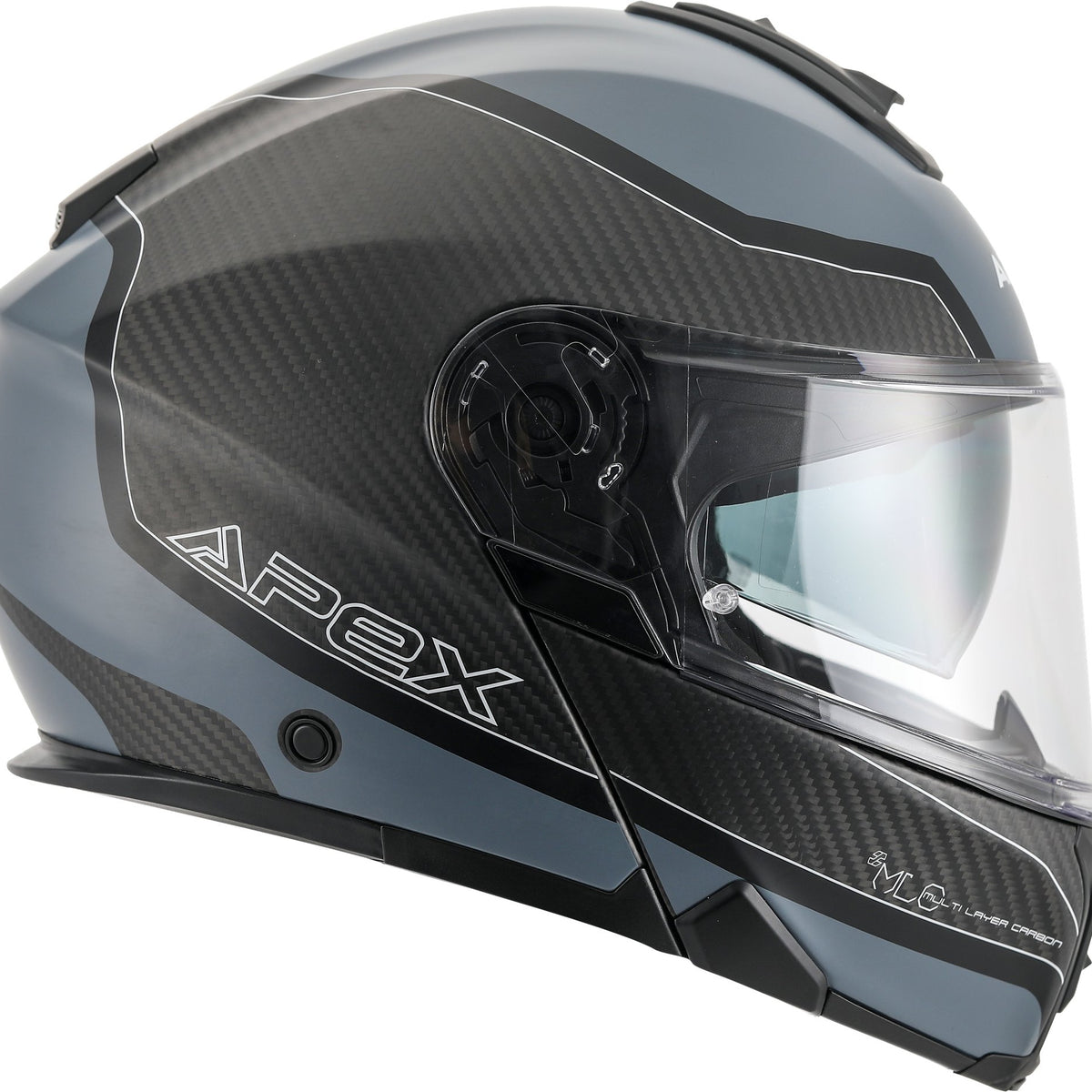 Apex MC500 Carbon Systeemhelm Dolomites Zwart/Grijs/Zilver Glans