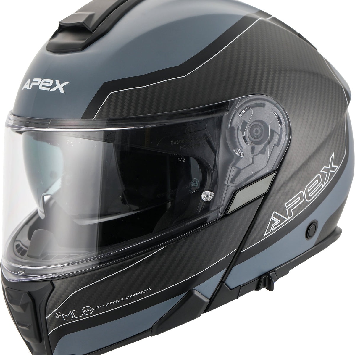Apex MC500 Carbon Systeemhelm Dolomites Zwart/Grijs/Zilver Glans