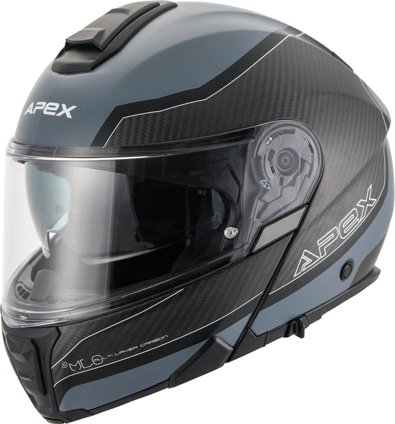 Apex MC500 Carbon Systeemhelm Dolomites Zwart/Grijs/Zilver Glans