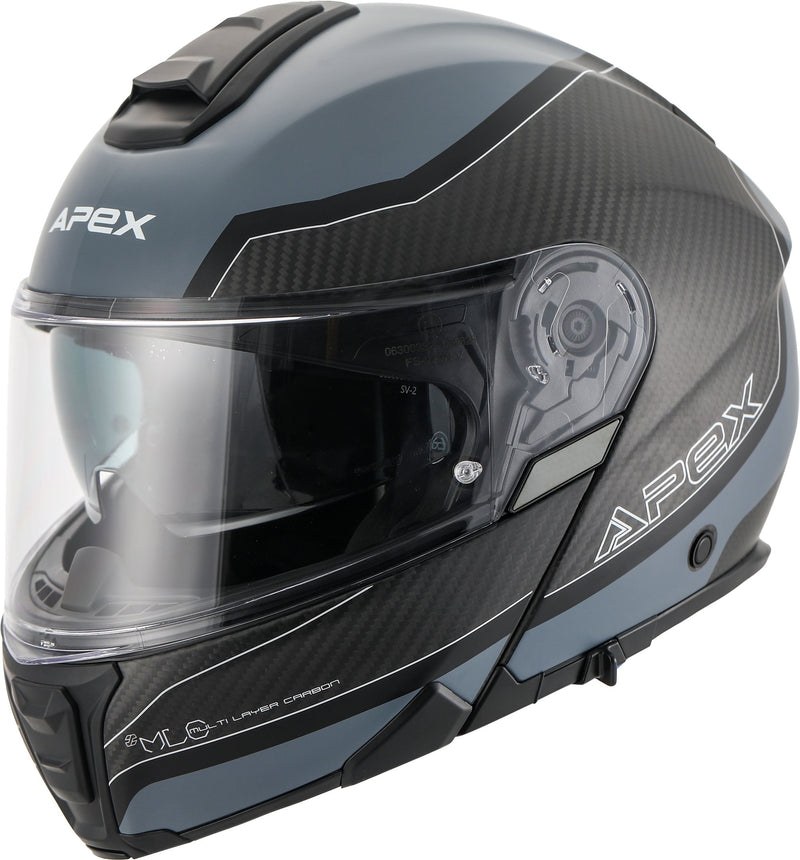Apex MC500 Carbon Systeemhelm Dolomites Zwart/Grijs/Zilver Glans