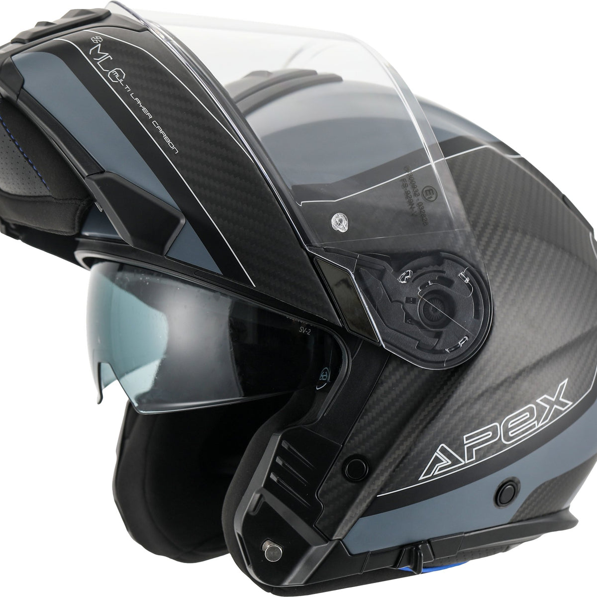 Apex MC500 Carbon Systeemhelm Dolomites Zwart/Grijs/Zilver Glans