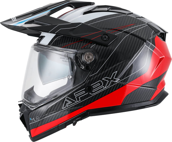 Apex AC500 Carbon Adventure Helm Sahara Weiß/Rot/Blau Glänzend
