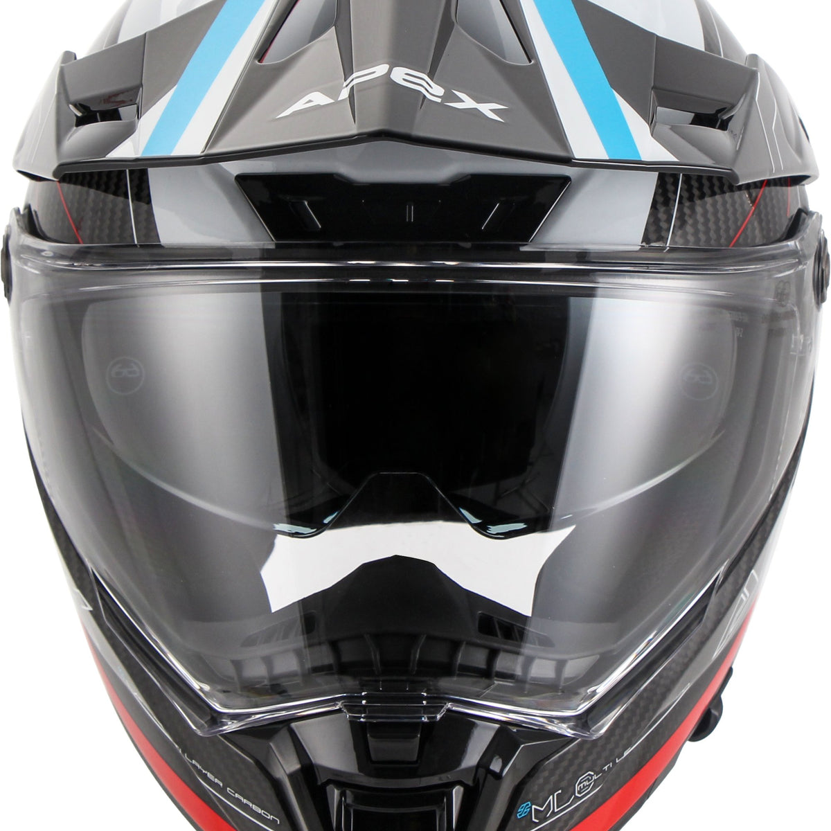 Apex AC500 Carbon Adventure helm Sahara Wit/Rood/Blauw Glans