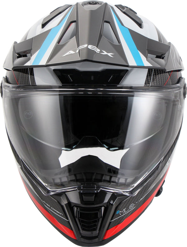 Apex AC500 Carbon Adventure Helm Sahara Weiß/Rot/Blau Glänzend