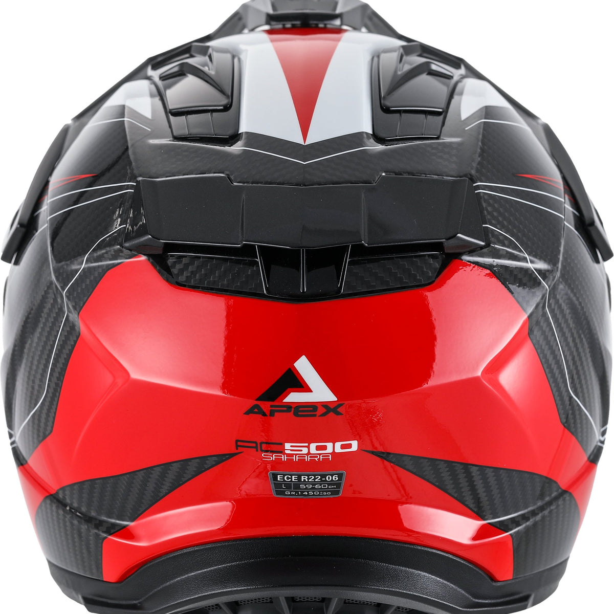 Apex AC500 Carbon Adventure helm Sahara Wit/Rood/Blauw Glans