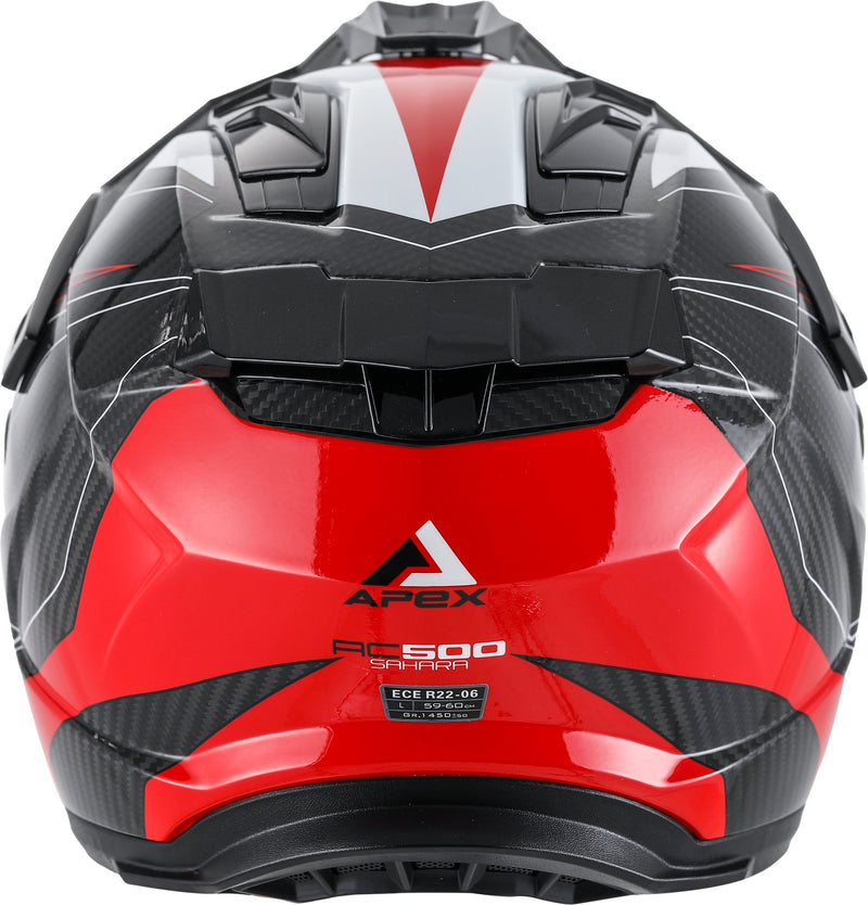 Apex AC500 Carbon Adventure helm Sahara Wit/Rood/Blauw Glans