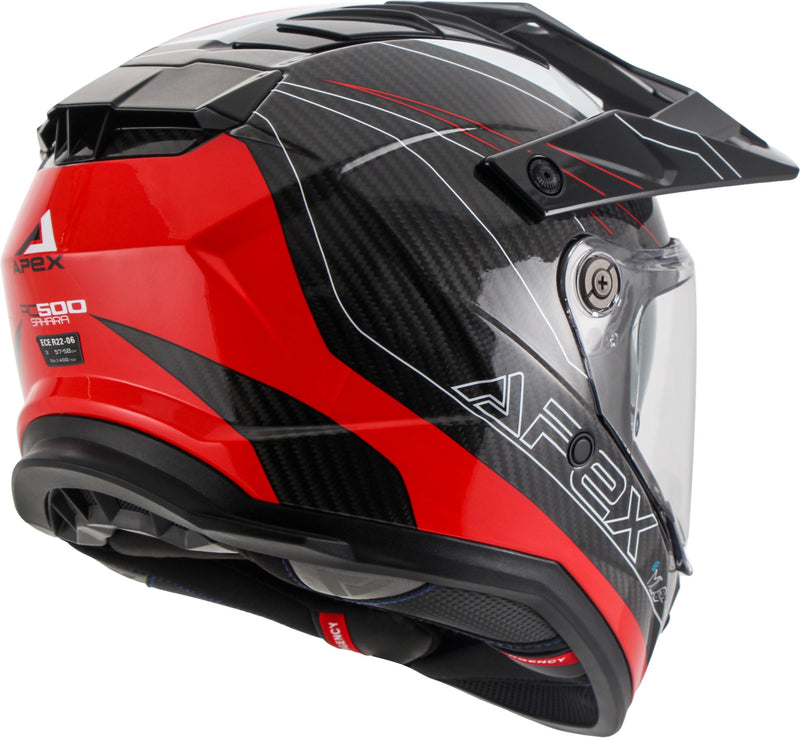 Apex AC500 Carbon Adventure helm Sahara Wit/Rood/Blauw Glans