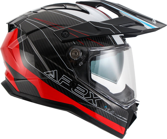 Apex AC500 Carbon Adventure helm Sahara Wit/Rood/Blauw Glans