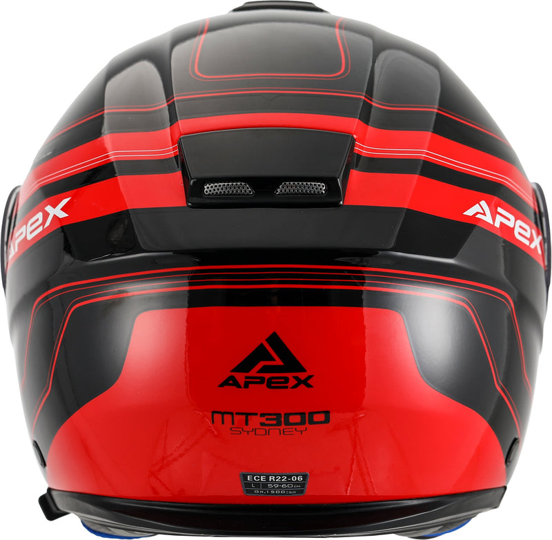 Apex MT300 Systeemhelm Sydney Zwart/Rood