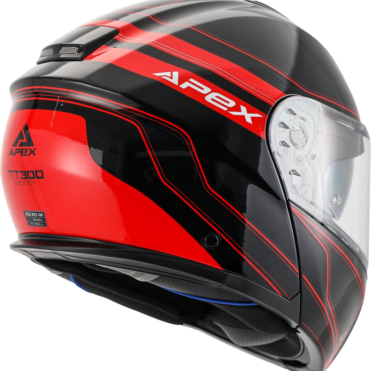Apex MT300 Systeemhelm Sydney Zwart/Rood