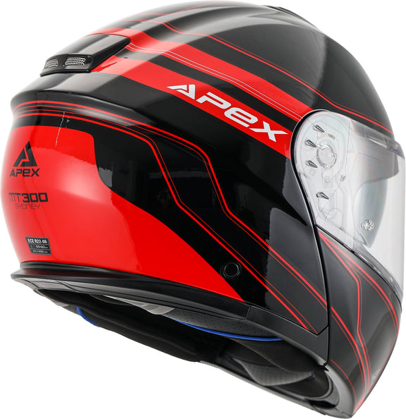 Apex MT300 Systeemhelm Sydney Zwart/Rood
