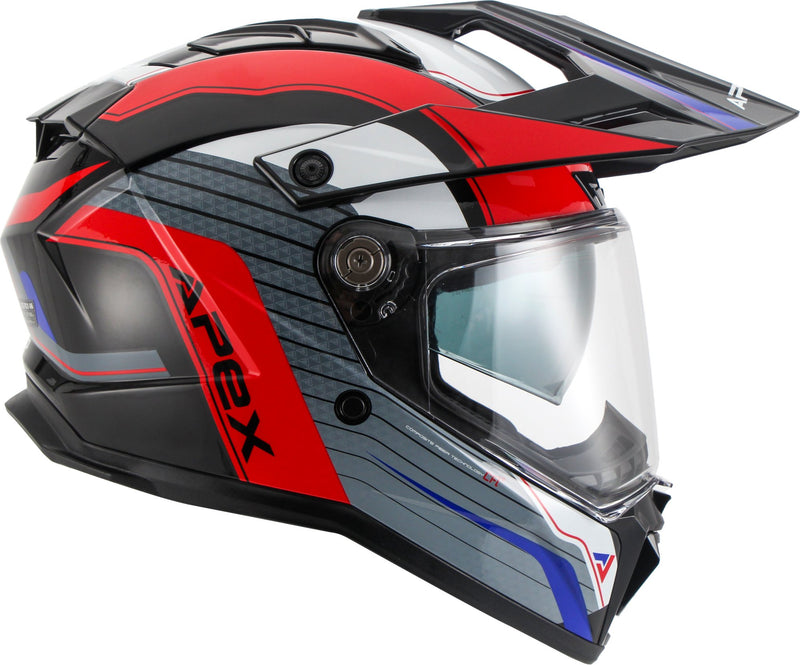 Apex AT300 Adventure helm Everest Wit/Rood/Blauw