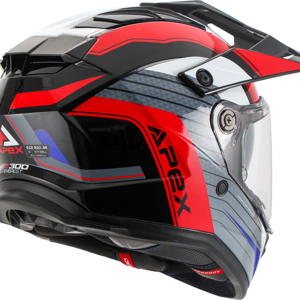 Apex AT300 Adventure helm Everest Wit/Rood/Blauw