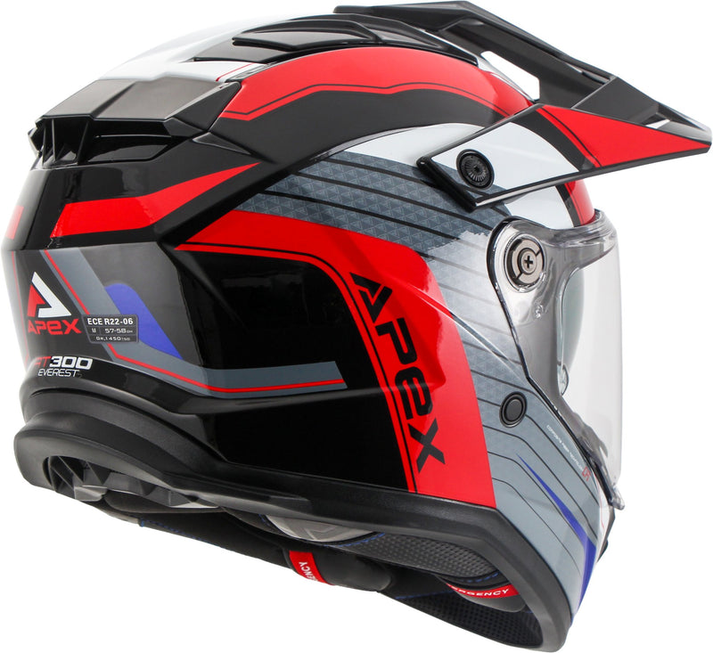 Apex AT300 Adventure helm Everest Wit/Rood/Blauw