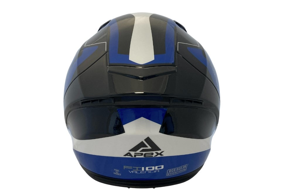 Apex FI100 Integraalhelm Valencia Blauw/Wit/Zwart
