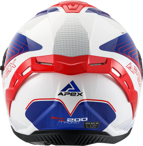 Apex FI200 Integraalhelm Madrid Wit/Rood/Blauw