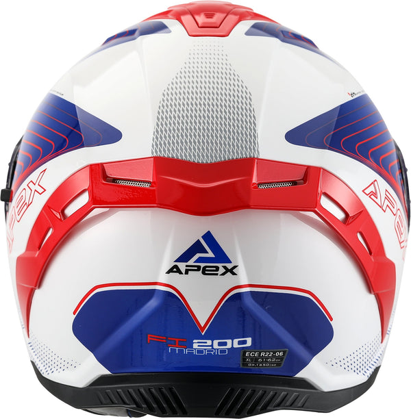 Apex FI200 Integraalhelm Madrid Wit/Rood/Blauw