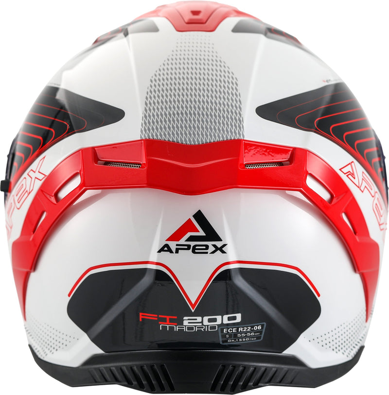 Apex FI200 Integraalhelm Madrid Wit/Rood