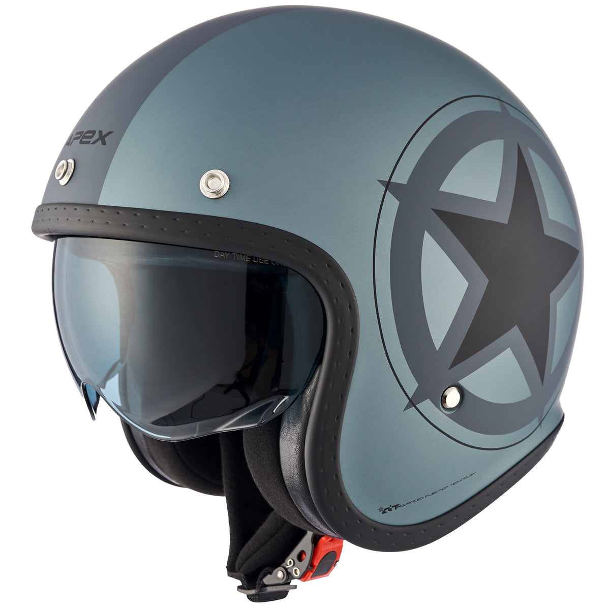 Apex JI100 Jethelm Star Zwart/Grijs Mat