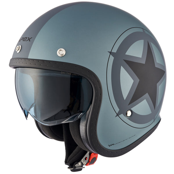 Apex JI100 Jethelm Star Schwarz/Grau Matt