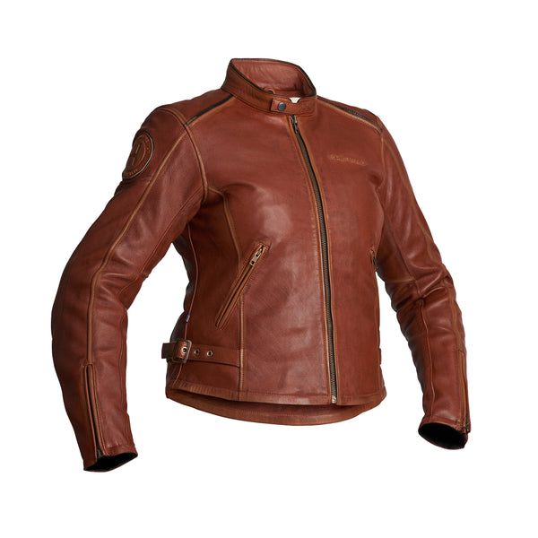 Halvarssons Nyvall Damen Motorrad-Lederjacke Cognac