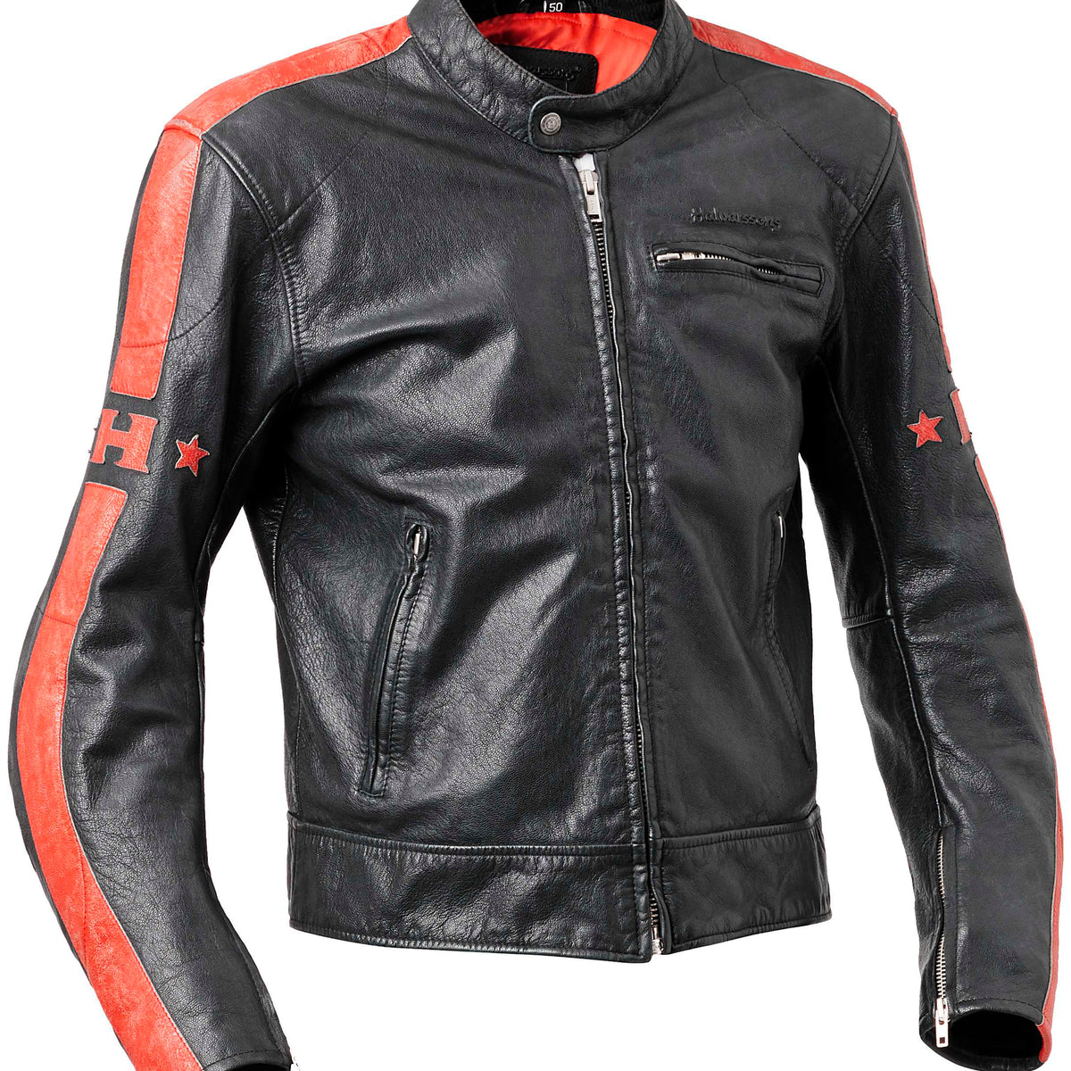 Halvarssons Seventy Leren Motorjas Zwart/Rood