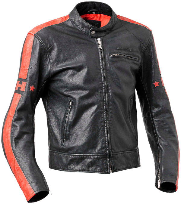 Halvarssons Seventy Leder Motorradjacke Schwarz/Rot