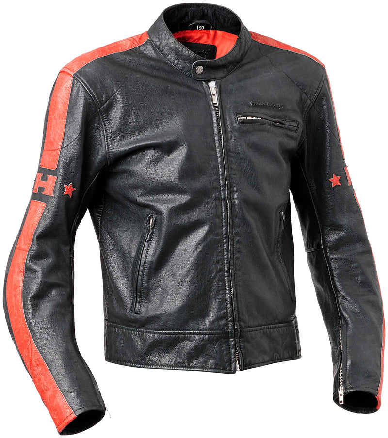 Halvarssons Seventy Leren Motorjas Zwart/Rood