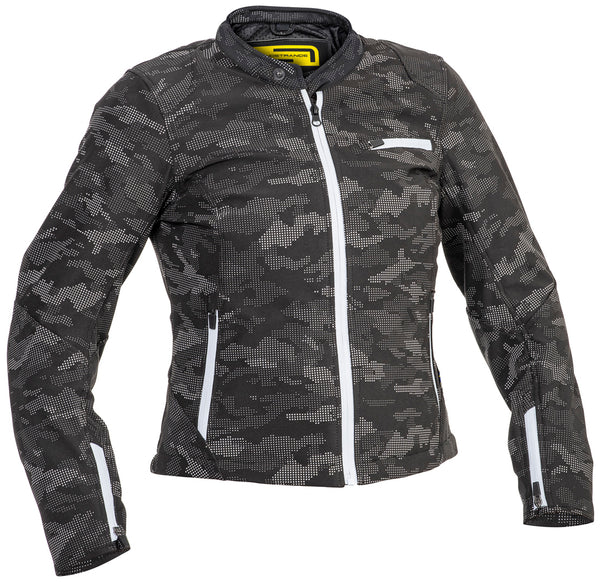 Lindstrands Fryken Schwarz/reflektierendes Muster Damen Motorradjacke