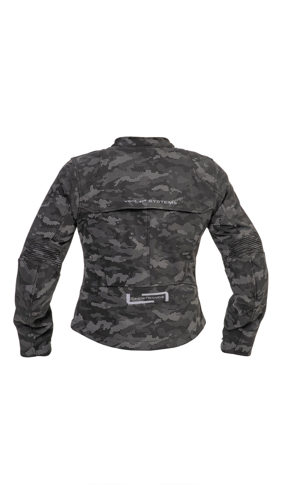 Lindstrands Fryken Schwarz/reflektierendes Muster Damen Motorradjacke