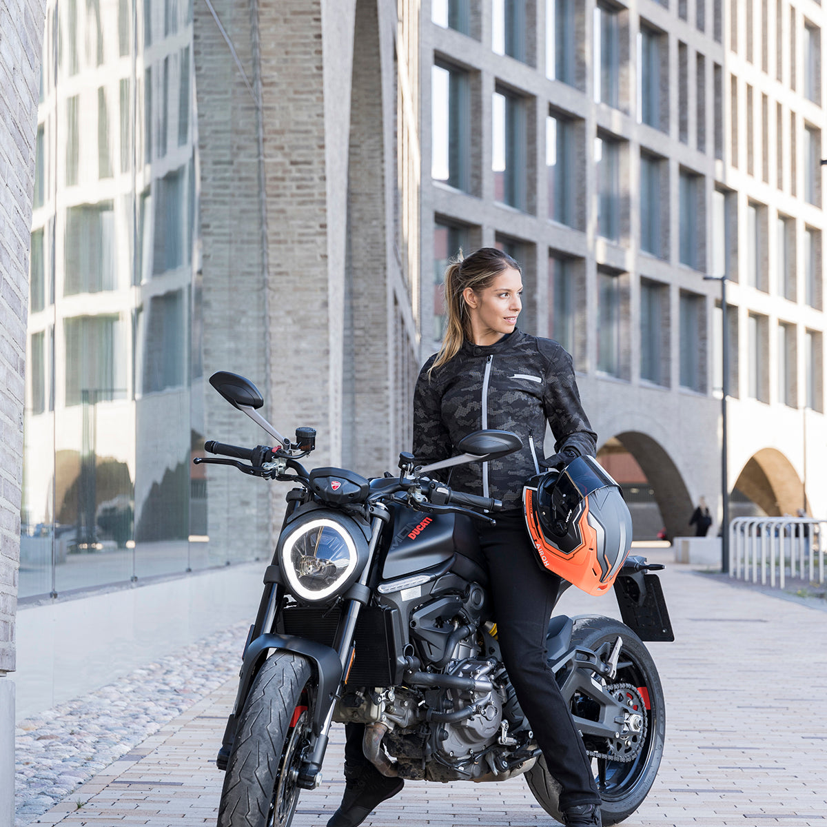 Lindstrands Fryken Black/reflecting pattern Dames Motorjas