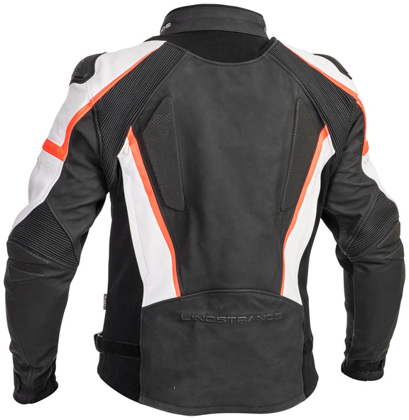 Lindstrands Sanden Leren Motorjas Zwart/Wit