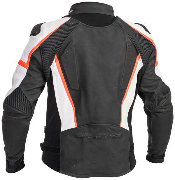 Lindstrands Sanden Leren Motorjas Zwart/Wit