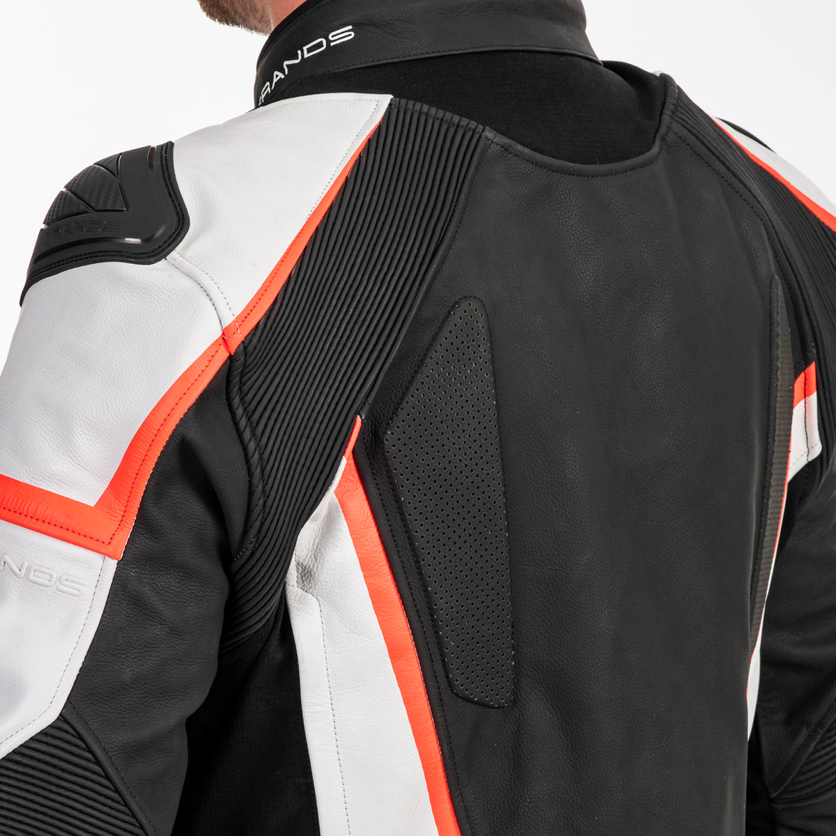 Lindstrands Sanden Leren Motorjas Zwart/Wit