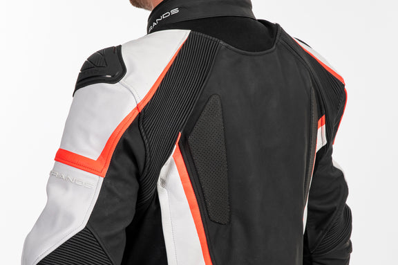 Lindstrands Sanden Leren Motorjas Zwart/Wit