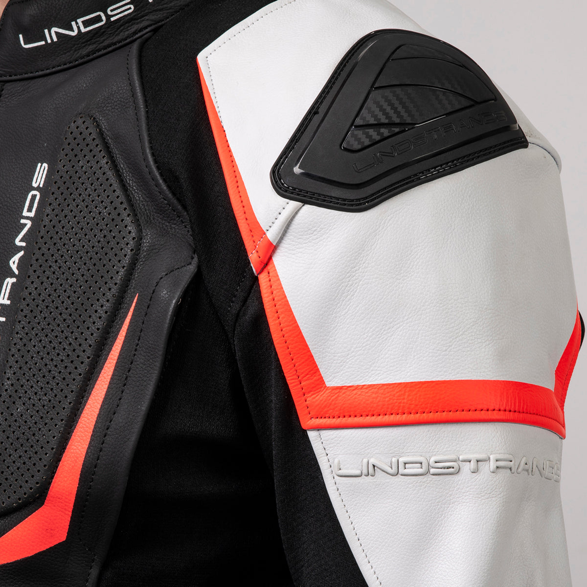 Lindstrands Sanden Leren Motorjas Zwart/Wit