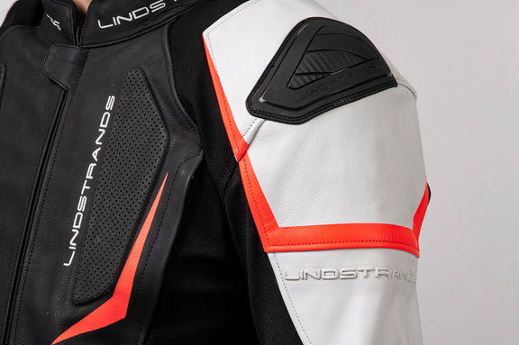 Lindstrands Sanden Leren Motorjas Zwart/Wit