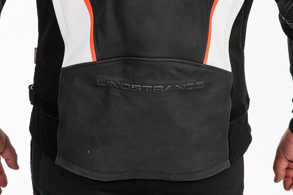 Lindstrands Sanden Leren Motorjas Zwart/Wit
