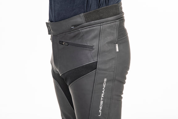 Lindstrands Sanden Leren Motorbroek Zwart